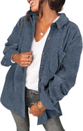 Corduroy Shirt Jacket Womens Oversized Button Up V Neck - Versatile