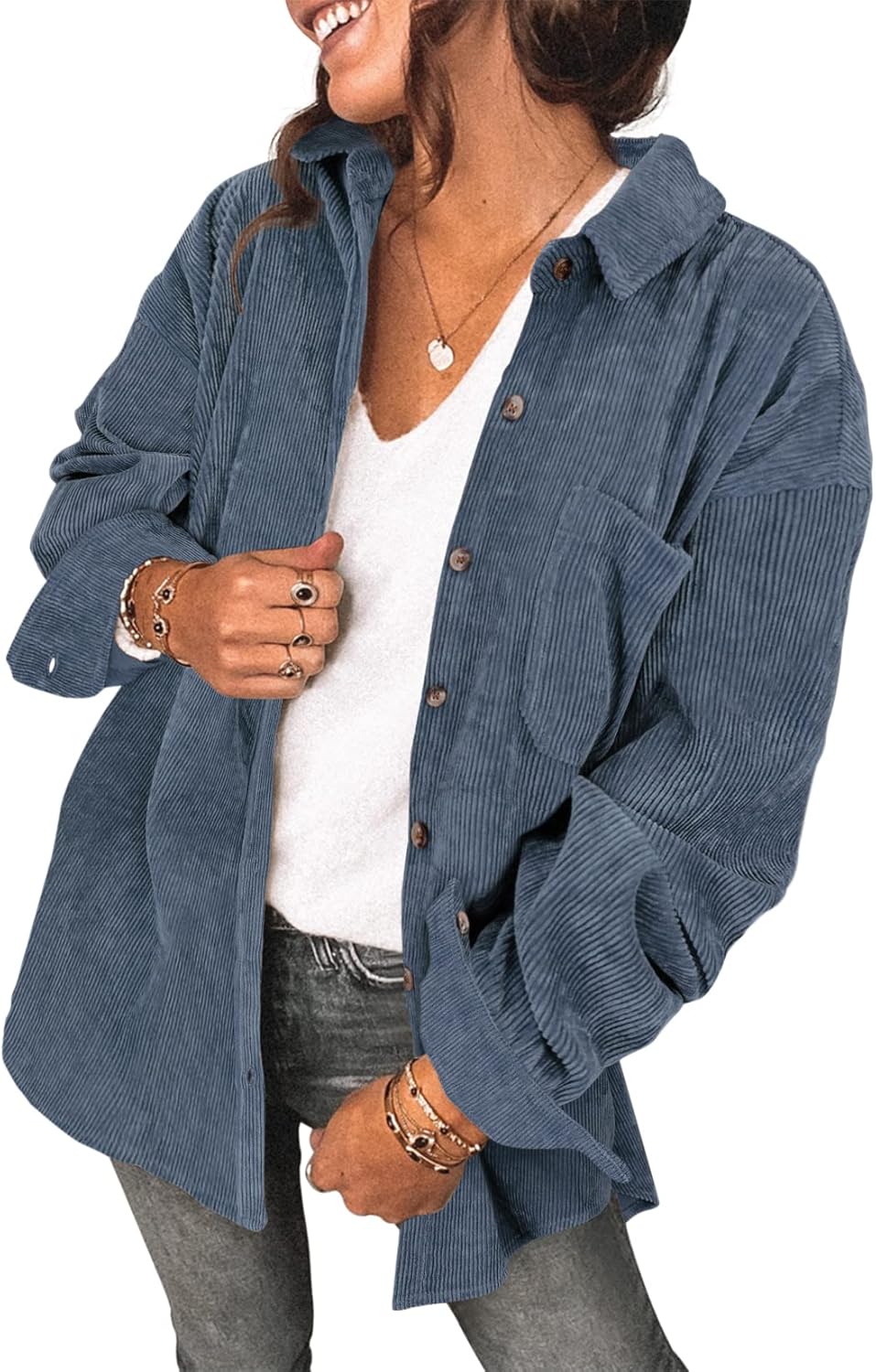 Saslax Womens Corduroy Shirt Jacket for Stylish Layering