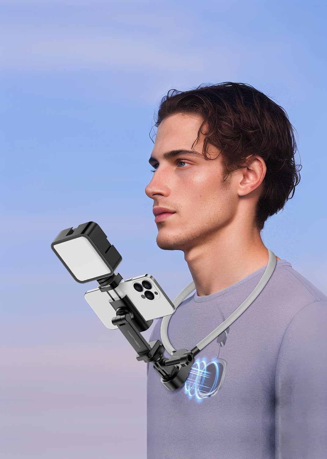 Magnetic Neck Phone Holder with Light for Hands-Free Filming