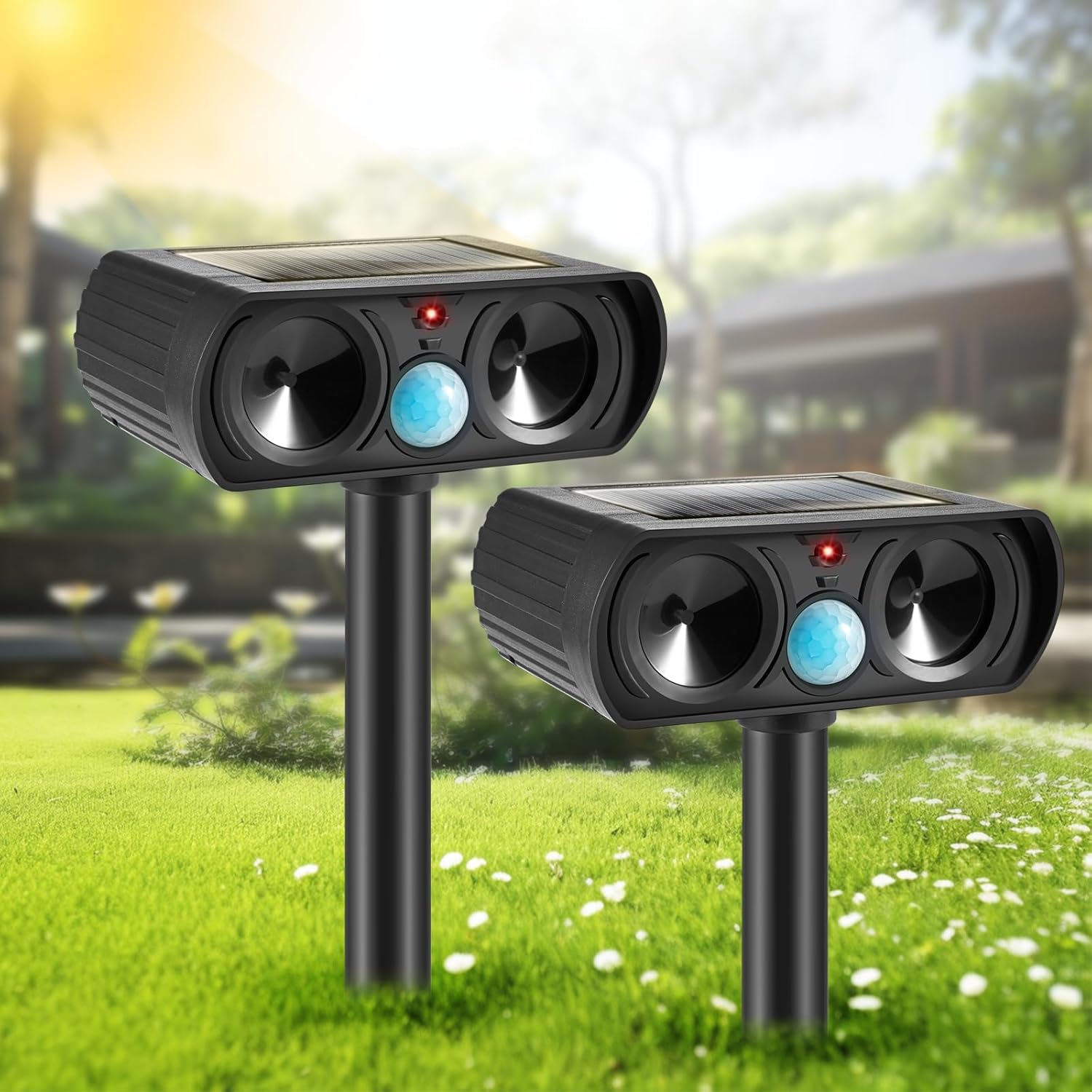 Ultrasonic Animal Repellent Solar Device for Outdoor Use