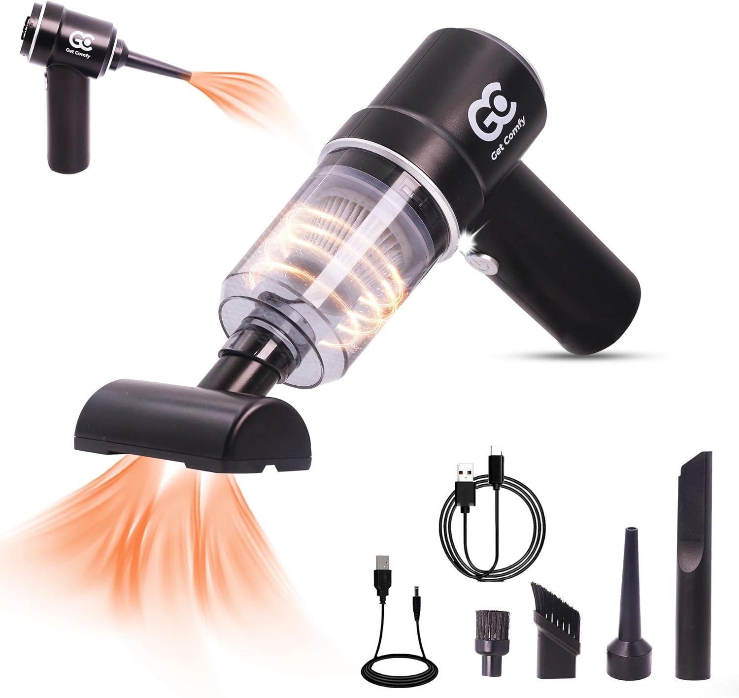 Portable Cordless Car Vacuum - 9000Pa Suction Power | Multi-Use | Black