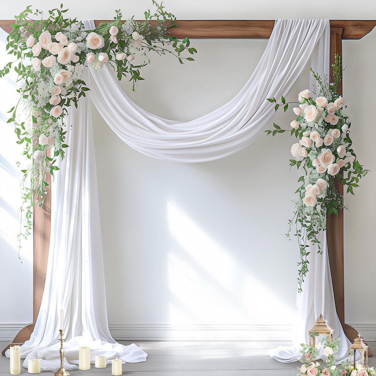 Socomi White Sheer Wedding Arch Draping Fabric for Events