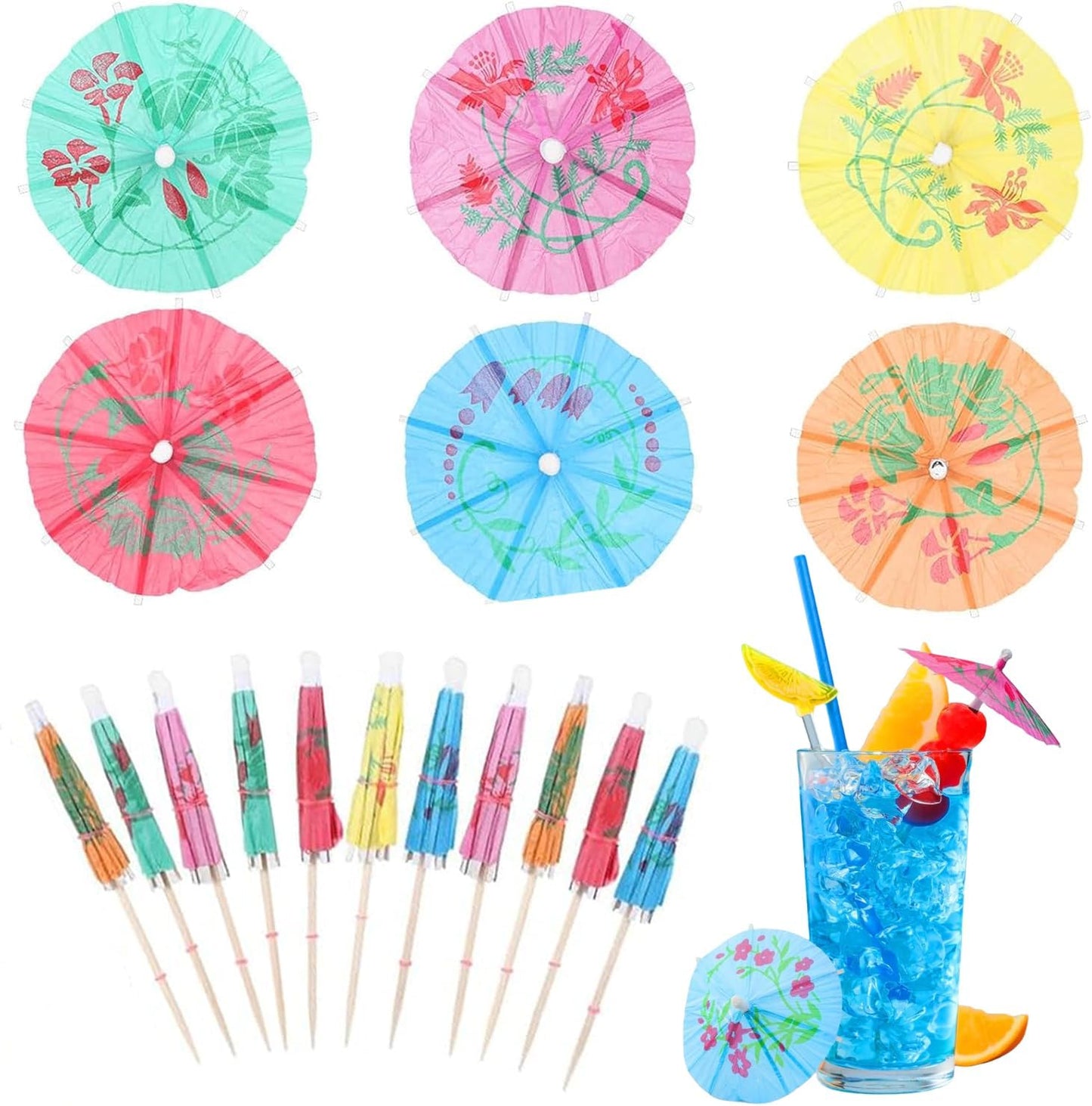 Colorful Cocktail Umbrella Picks - 75 Pcs