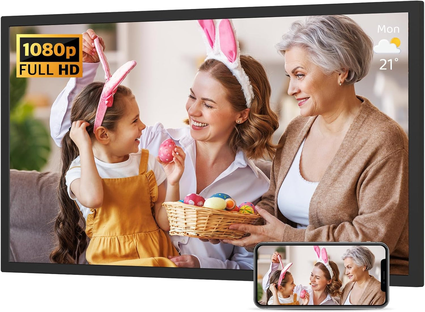 32-Inch FHD Digital Picture Frame with 64GB Storage for Photos