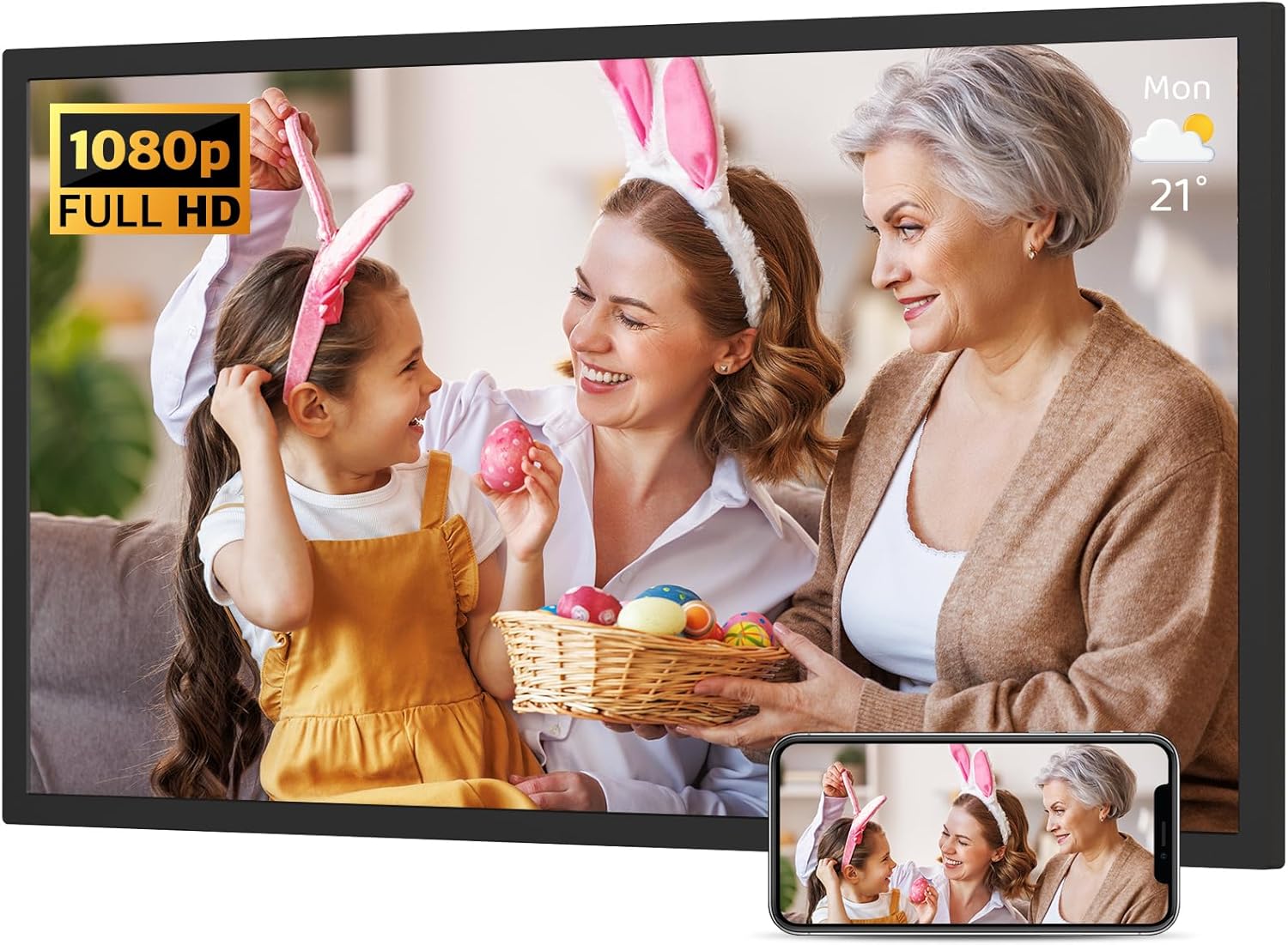32-Inch FHD Digital Picture Frame with 64GB Storage for Photos