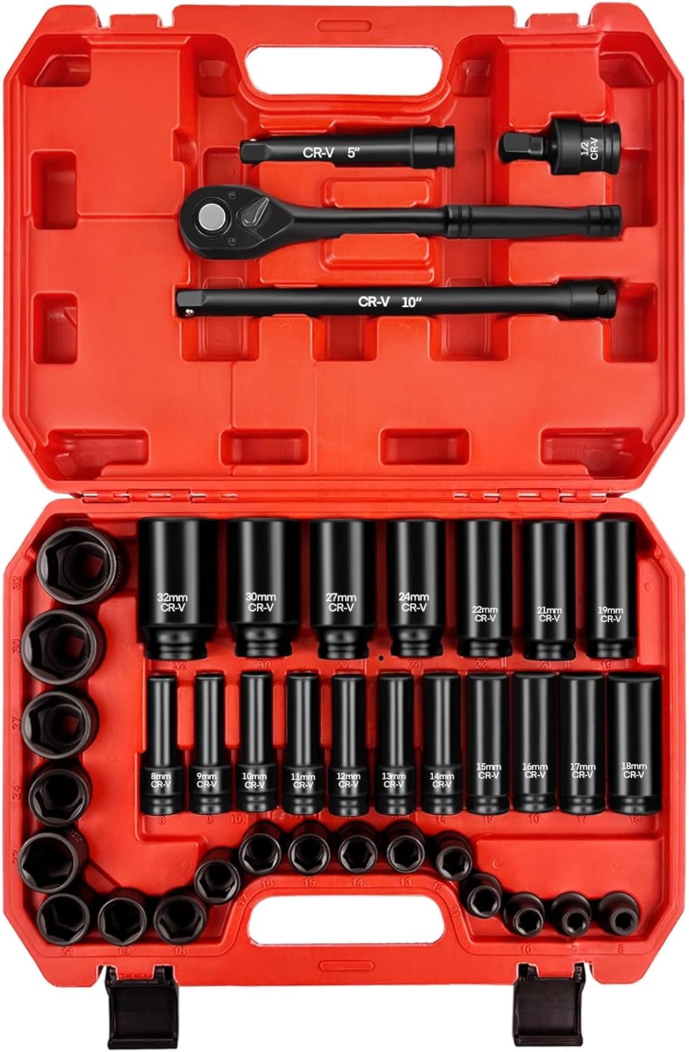 WETT 1/2 Drive Impact Socket Set - 40Pcs Heavy Duty Tools