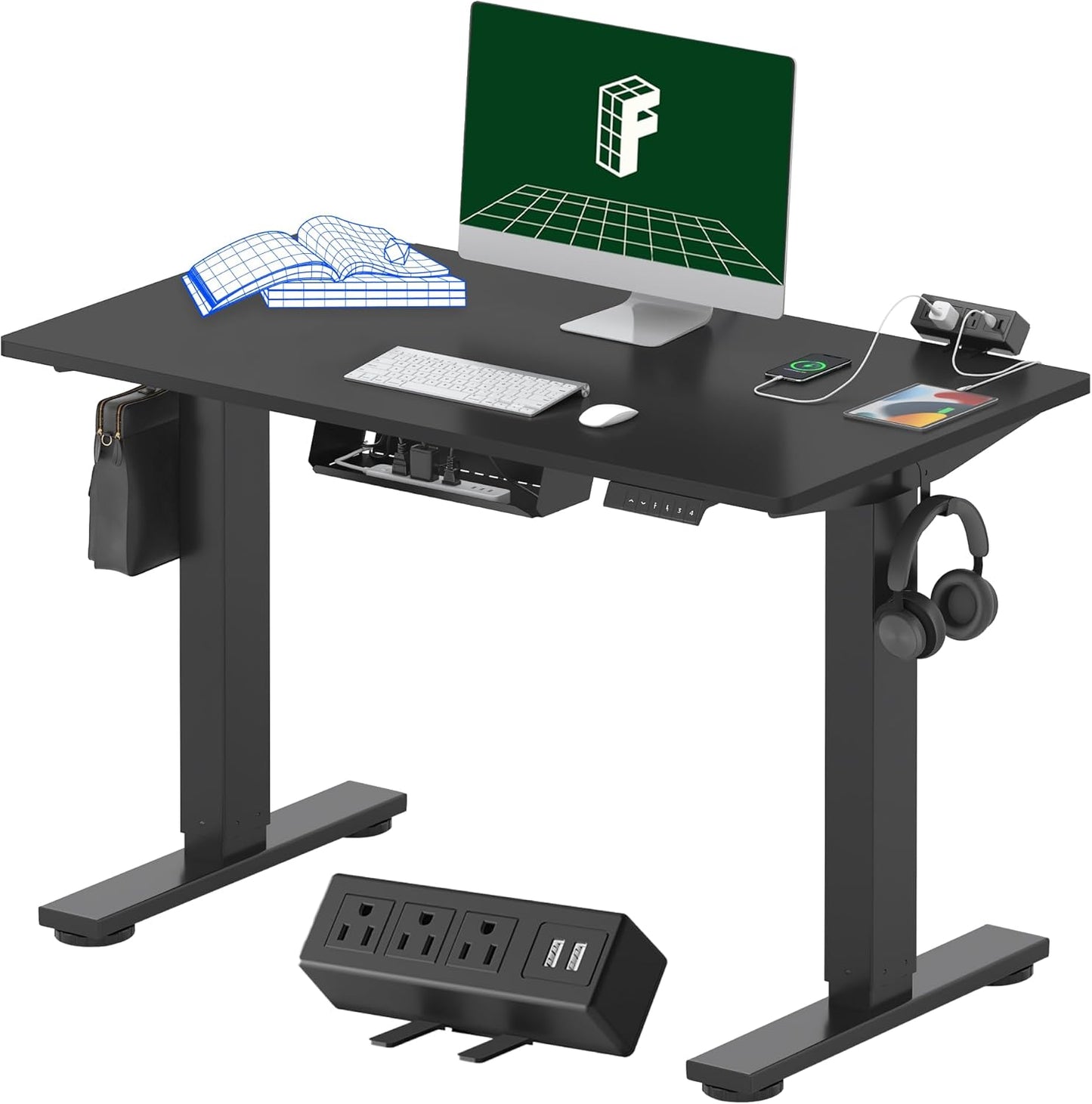 FLEXISPOT EN2 Electric Stand Up Desk with Power Strip and Memory