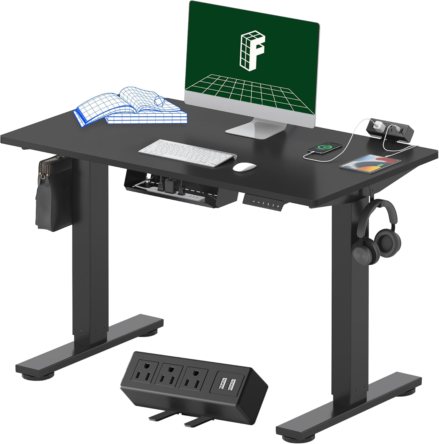 FLEXISPOT EN2 Electric Stand Up Desk with Power Strip and Memory