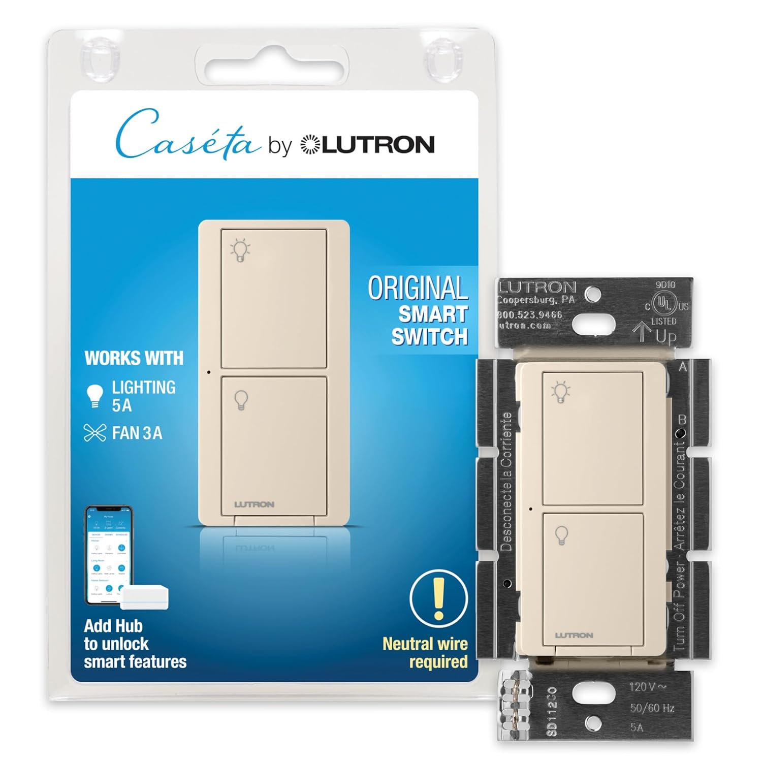 Lutron Caseta Smart Light Switch for Home Automation Control