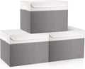 Large 17in 42 Quart Collapsible Fabric Storage Bins 3-Pack - Gray