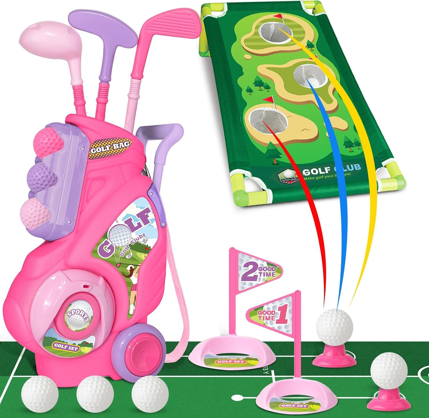 Toddler Golf Set for Boys Girls with Cart & Putting Mat