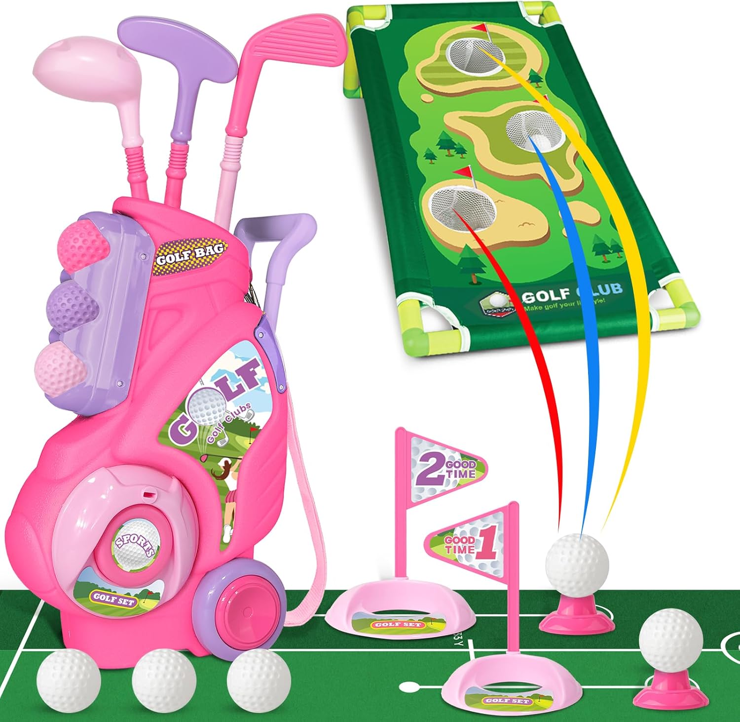 Toddler Golf Set for Boys Girls with Cart & Putting Mat