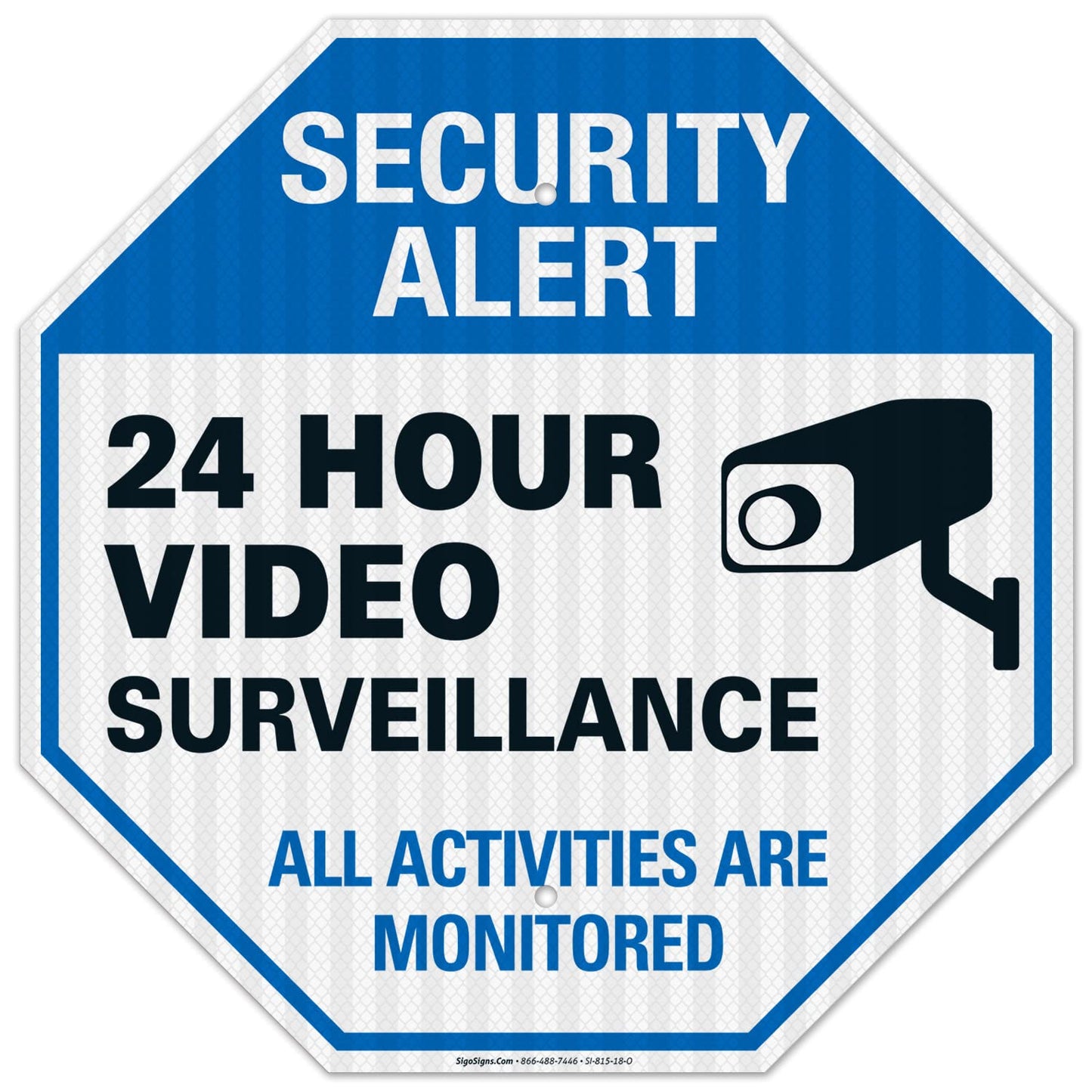 Video Surveillance Sign for Security Alert, 18x18 in, Durable