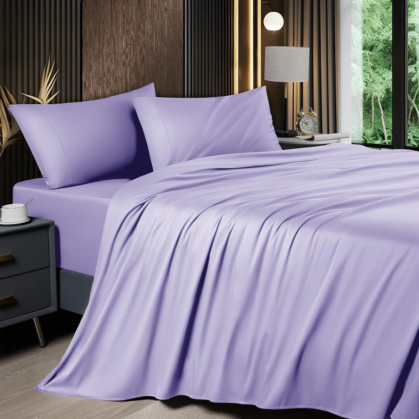 Cooling Queen Sheet Sets - Soft Bamboo Blend for Comfort