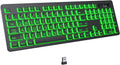 Large Print Backlit Wireless Keyboard - Quiet Rechargeable Full Size