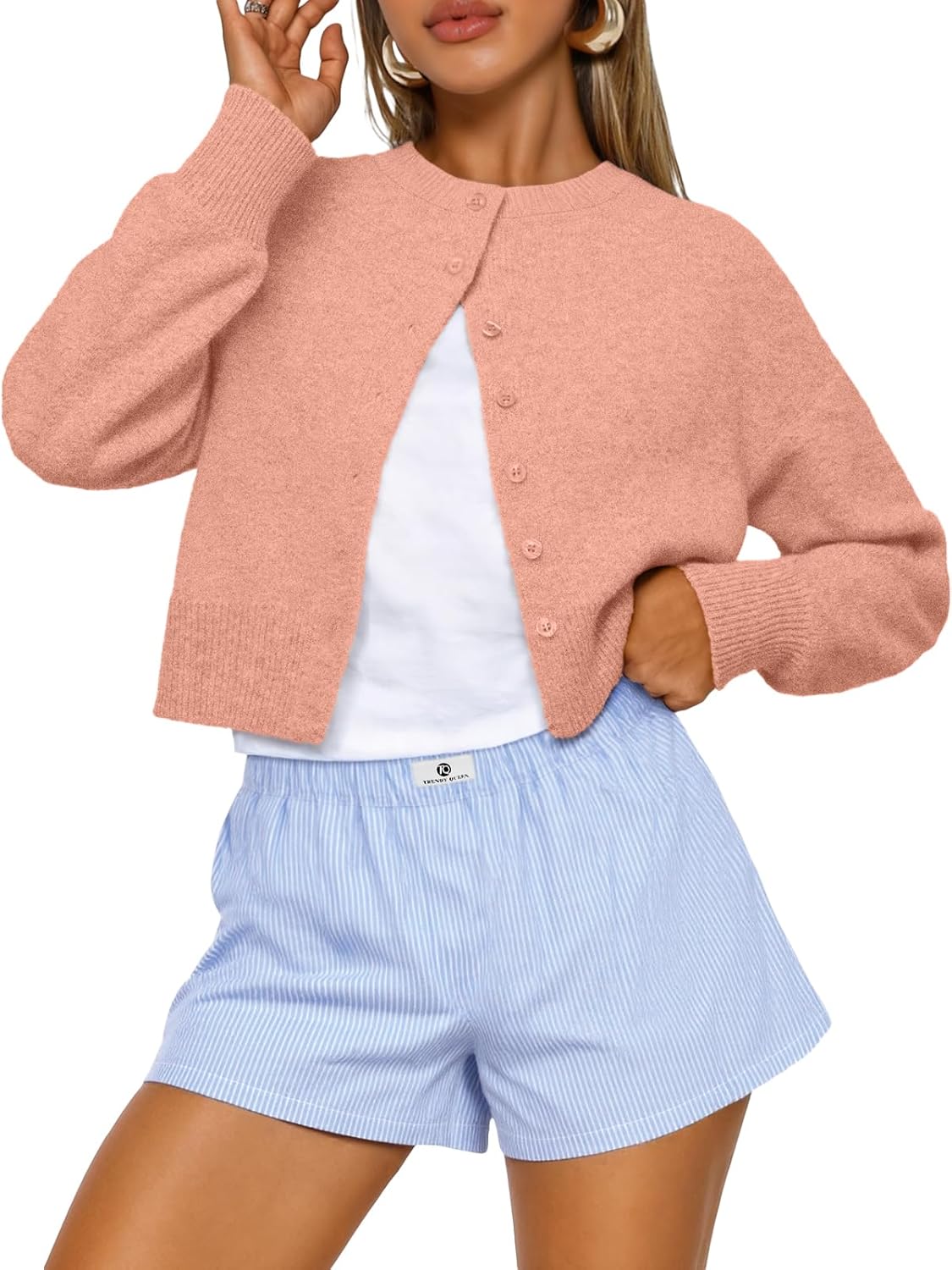 Trendy Queen Cropped Cardigan Sweaters for Women Fashion 2025