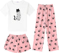 Girls Pajama Set 3 Piece Short Sleeve Sleepwear - Cute Summer PJs