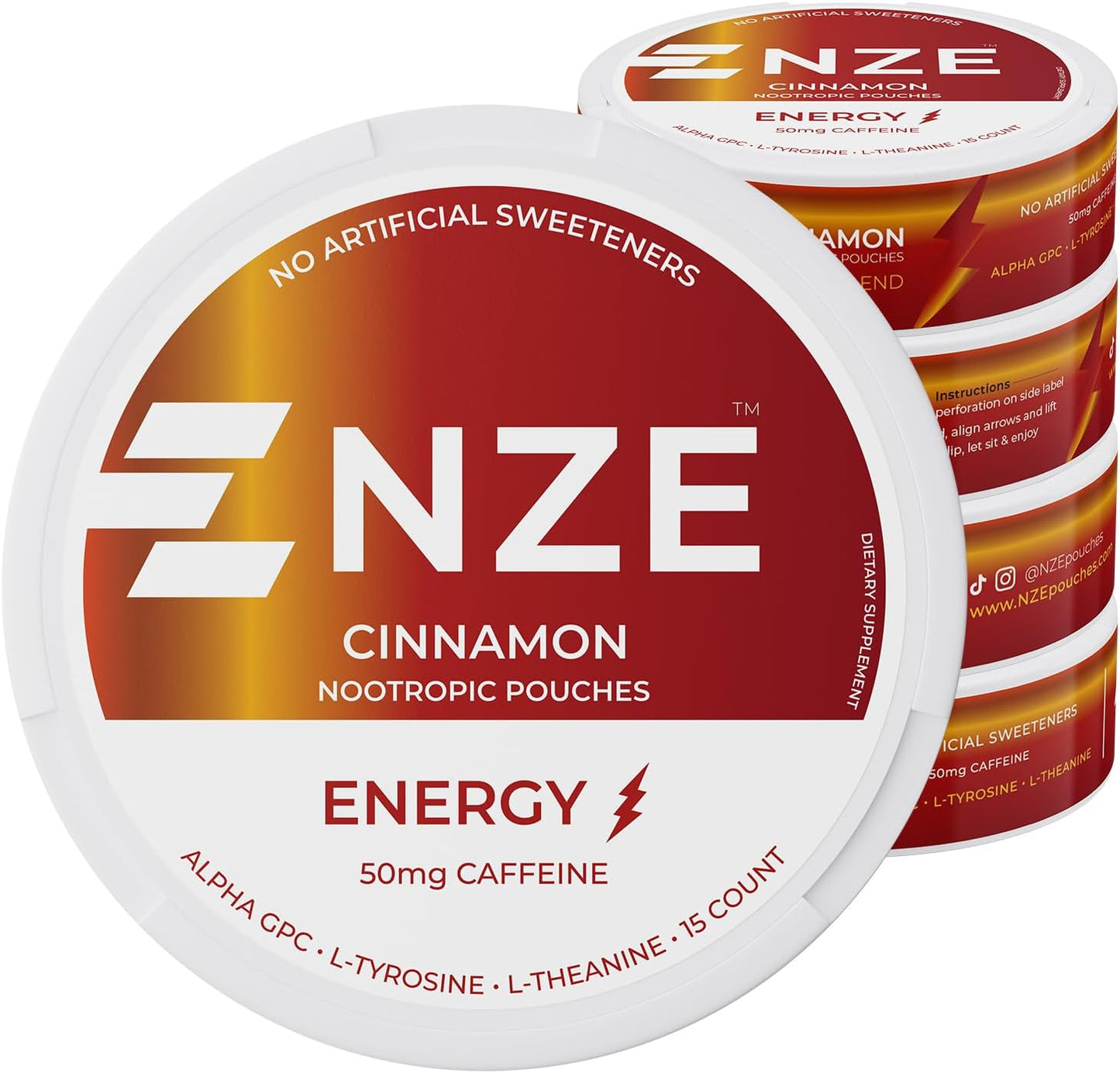 NZE Caffeine Nootropic Pouches for Energy and Focus Boost
