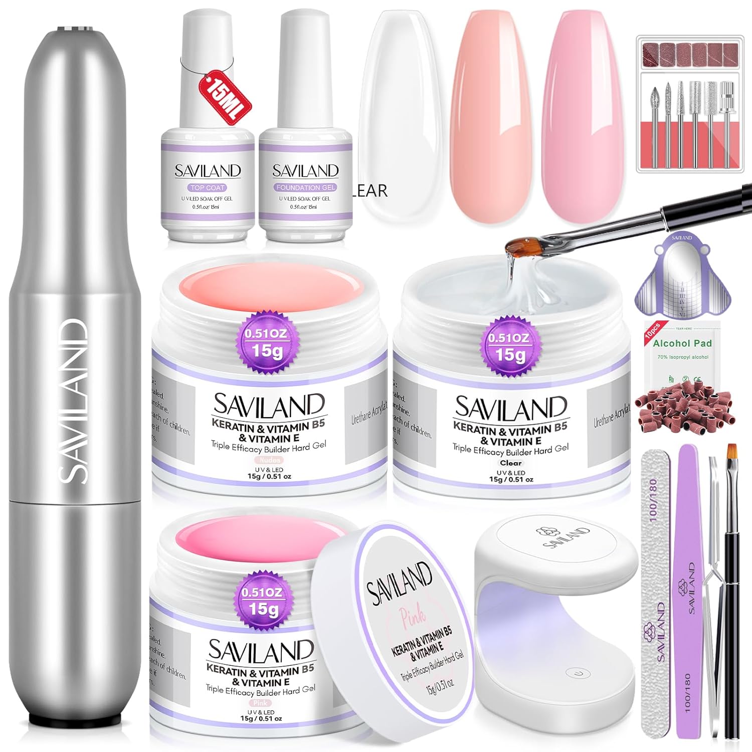 SAVILAND Builder Nail Gel Set for DIY Nail Art at Home