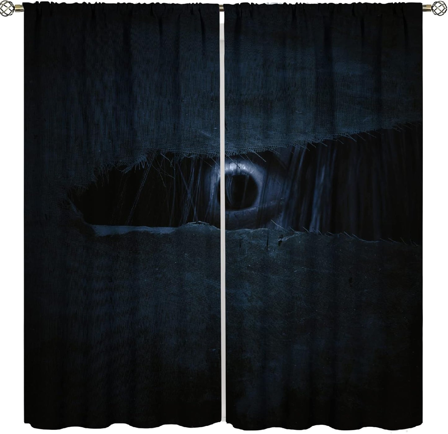 Horror Eyes Halloween Curtains, Spooky Shadows 42x45in