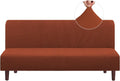 Stretch Armless Futon Cover Full Queen Size Checked Jacquard - Elastic