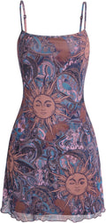 Milumia Women's Spaghetti Strap 90s Mini Dress - Boho Mesh Fit