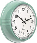 Retro Wall Clock 12 in Seafoam Green - Silent 50s Kitchen Clock