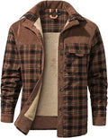 Haellun Men's Sherpa Lined Flannel Shirt Jacket - Warm Mid-Weight