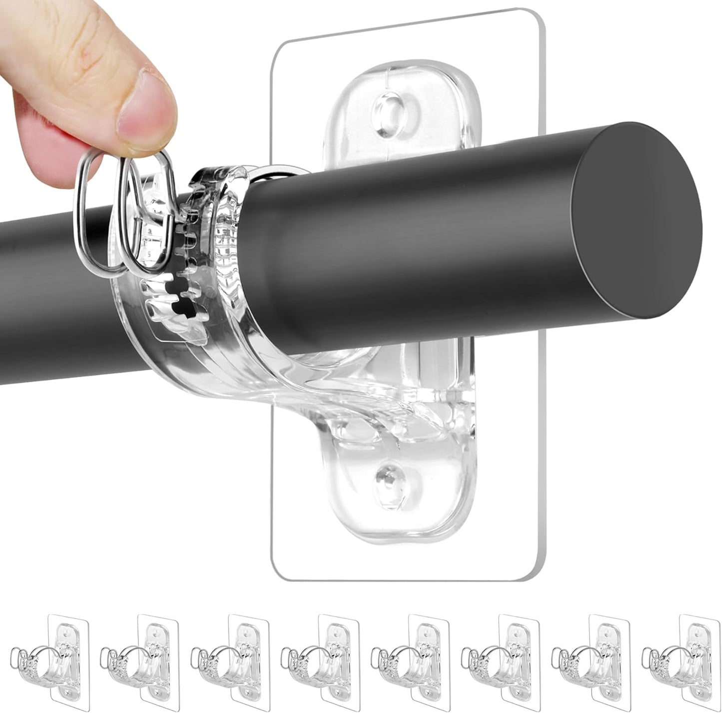 Damage-Free Adhesive Curtain Rod Holders by Antimbee