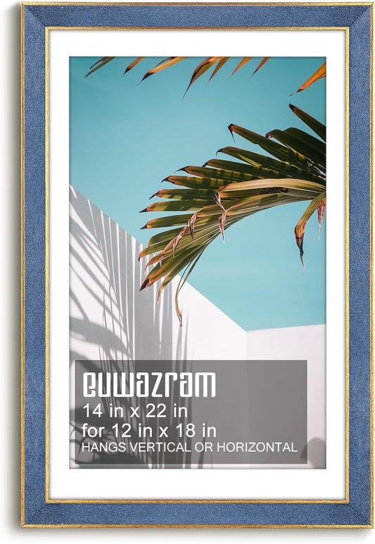 Elegant Sky Blue 14x22 Suede Frame for Artwork and Photos