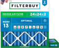 24x24x2 MERV 13 Air Filter 2-Pack - Smoke & Allergy Defense