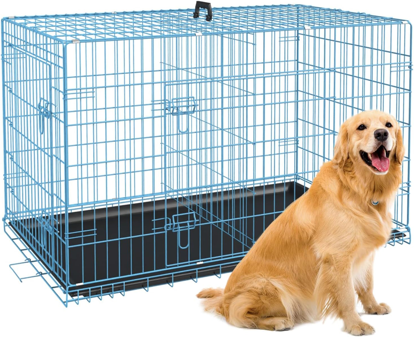 BestPet 42in Foldable Metal Dog Crate for Large Breeds