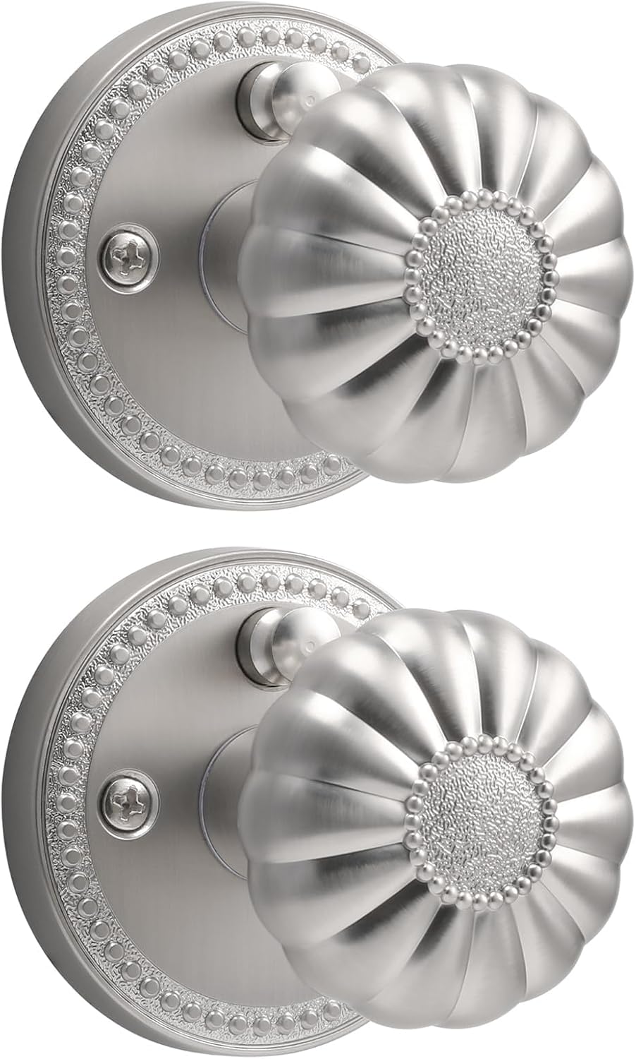 Brushed Nickel Door Knobs with Privacy Function for Bedrooms