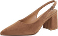 Mostrin Block Slingback Heels for Women - Chic 3 in Brown Pumps