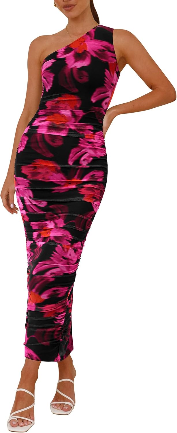 One Shoulder Bodycon Dress for Women - Floral Summer Style
