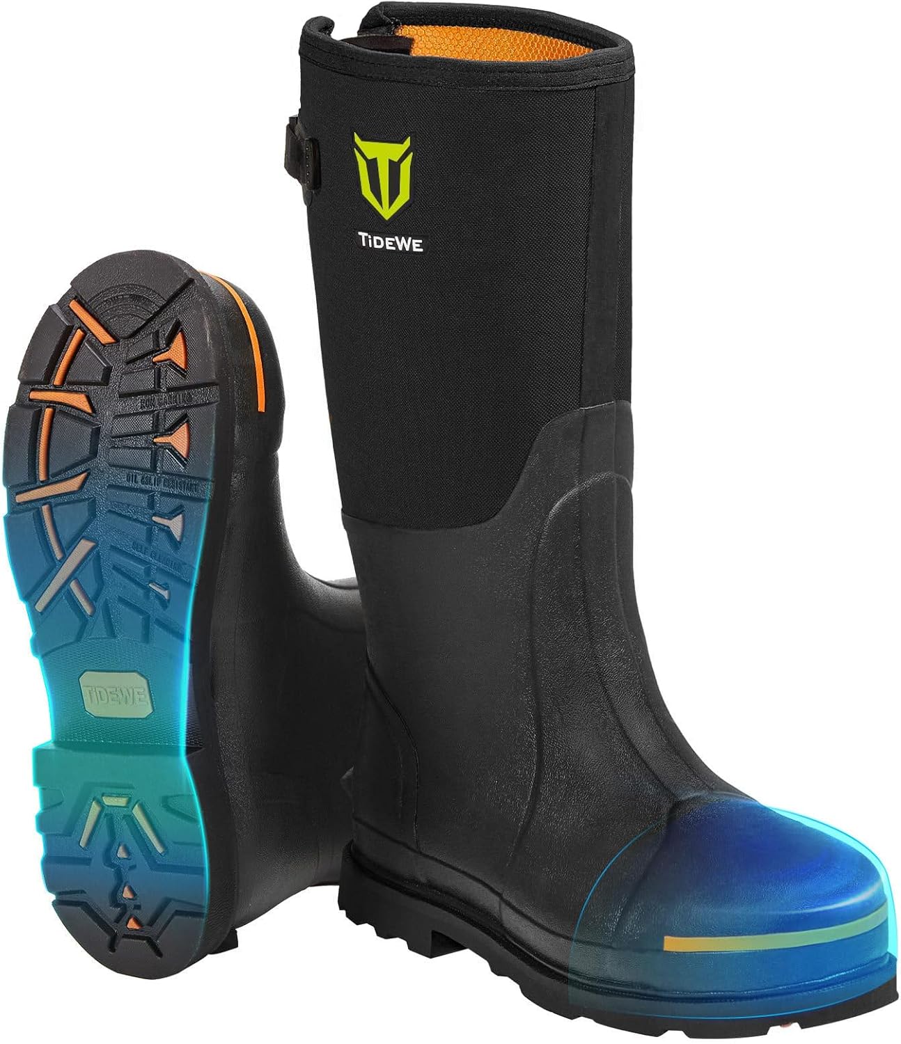 TIDEWE Rubber Work Boot for Men with Steel Toe & Shank Protection