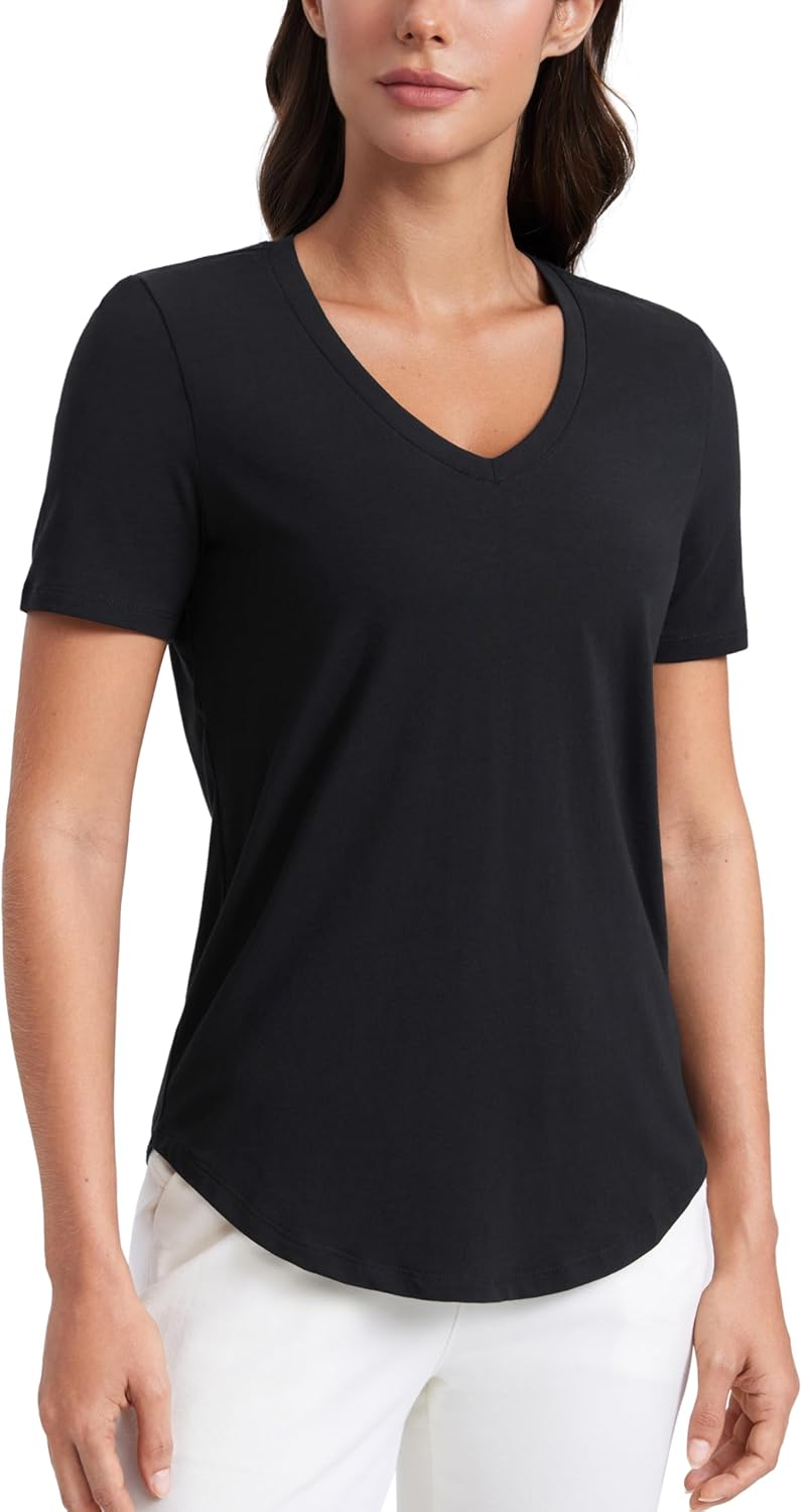 CRZ YOGA Soft Pima Cotton V-Neck Tee