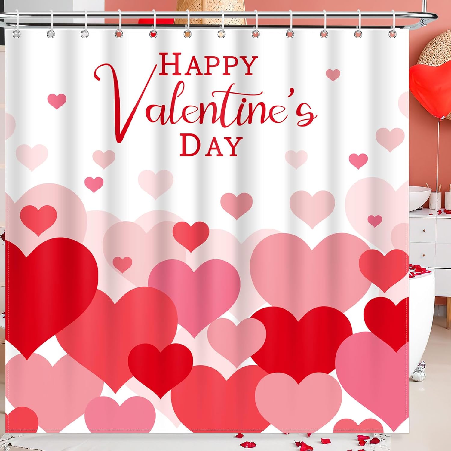 Heart Romantic Shower Curtain Set - BOARDFEB