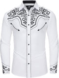 Western Embroidered Cowboy Shirt for Men - Floral Snap-Front