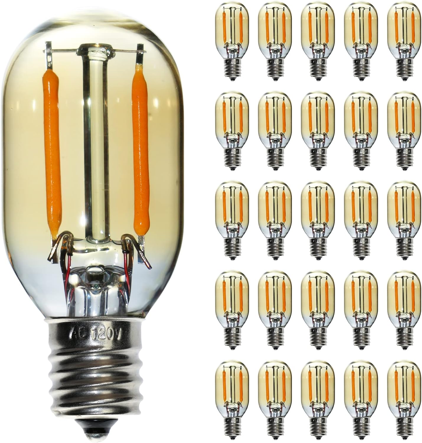25 pcs T22 Small Filament LED Bulb for Warm Light Needs