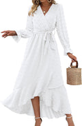 BTFBM Long Sleeve Maxi Dresses for Women with V Neck Design