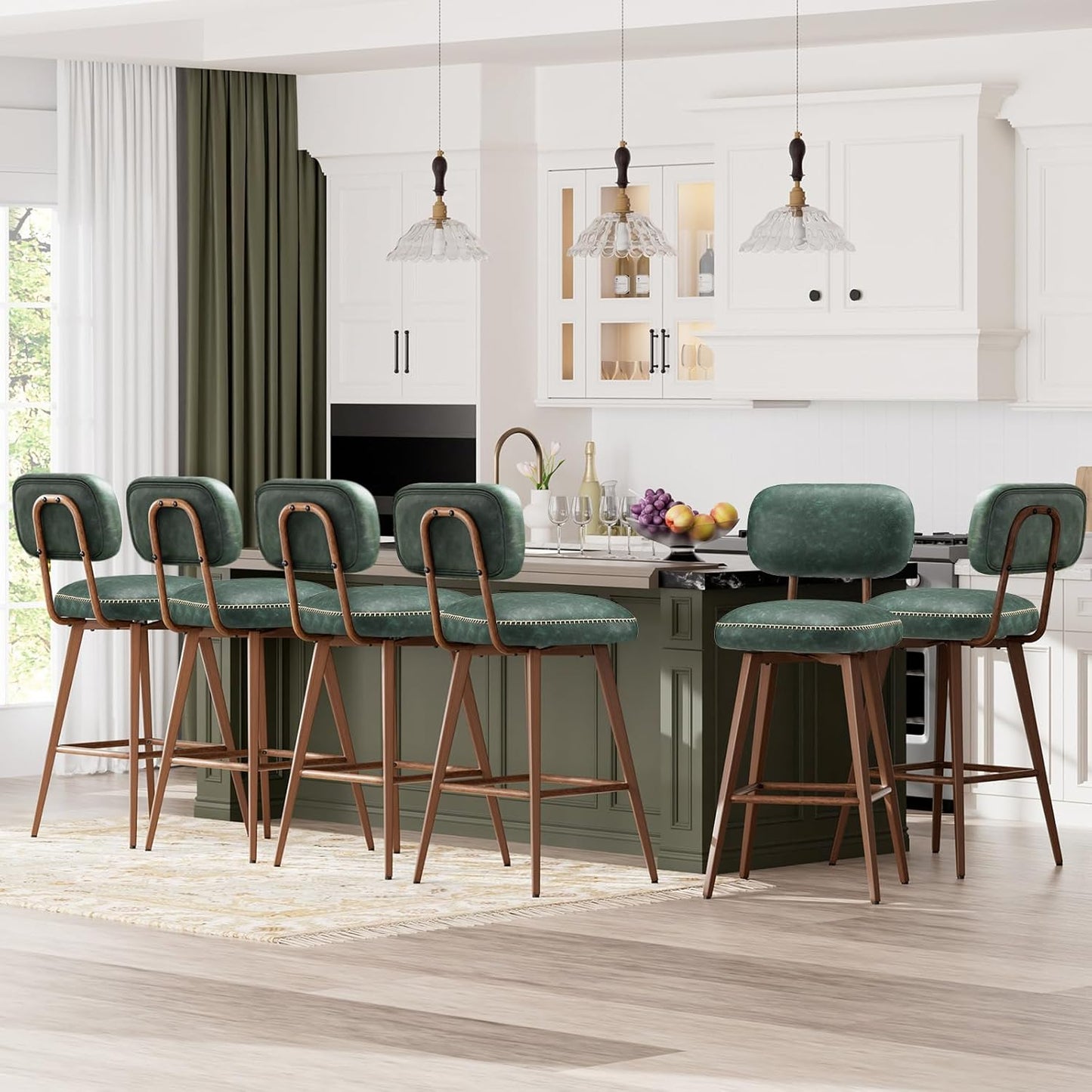 Swivel Bar Stools Set of 6 for Modern Kitchen and Dining Areas