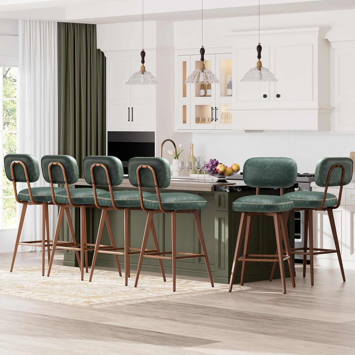 Swivel Bar Stools Set of 6 for Modern Kitchen and Dining Areas