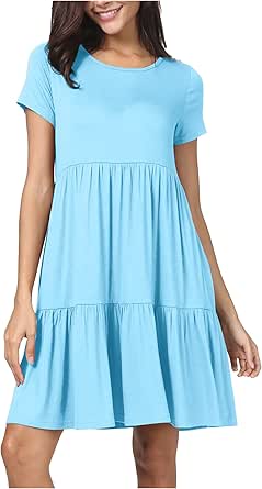 levaca Women Summer Ruffle Loose Swing Casual Dress Review