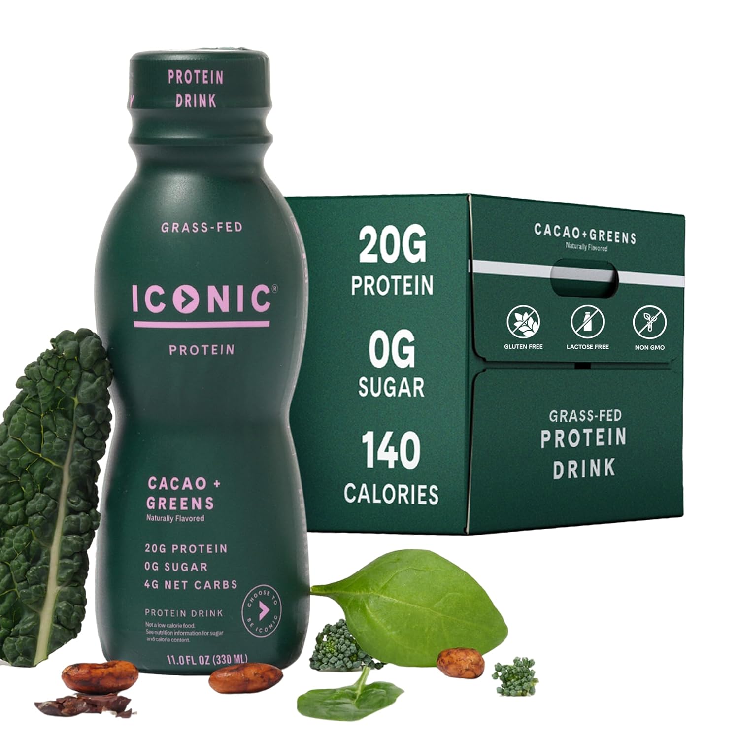 ICONIC Protein Shake Cacao + Greens 20g Protein Low Carb Snack
