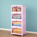 4 Tier Stackable Plastic Storage Bins with Lid and Wheels - Compact 92