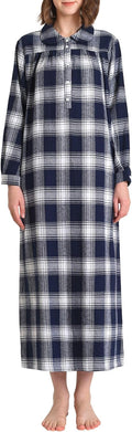 Latuza Women's Long Flannel Nightgown Long Sleeve Floor Length - Cozy
