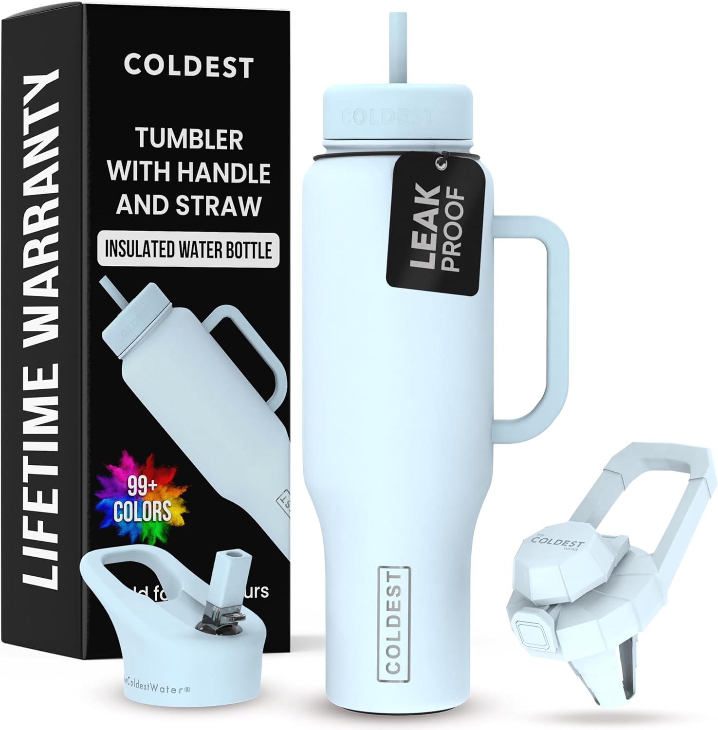 Coldest Tumbler with Handle and Straw - 100% Leak Proof Insulated