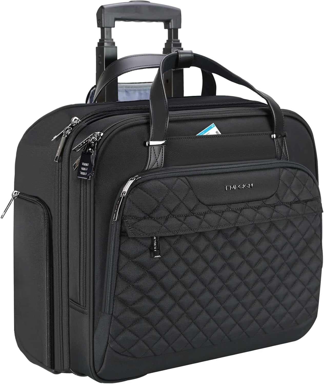EMPSIGN Rolling Laptop Bag for Women with Wheels and RFID Pockets