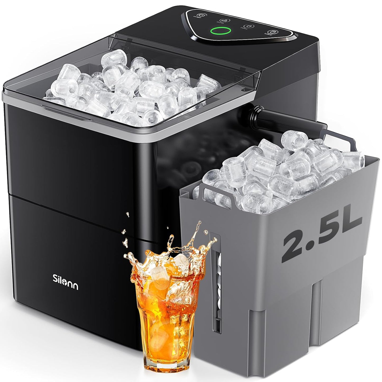 Silonn Countertop Ice Maker with Expanding Ice Basket for Home